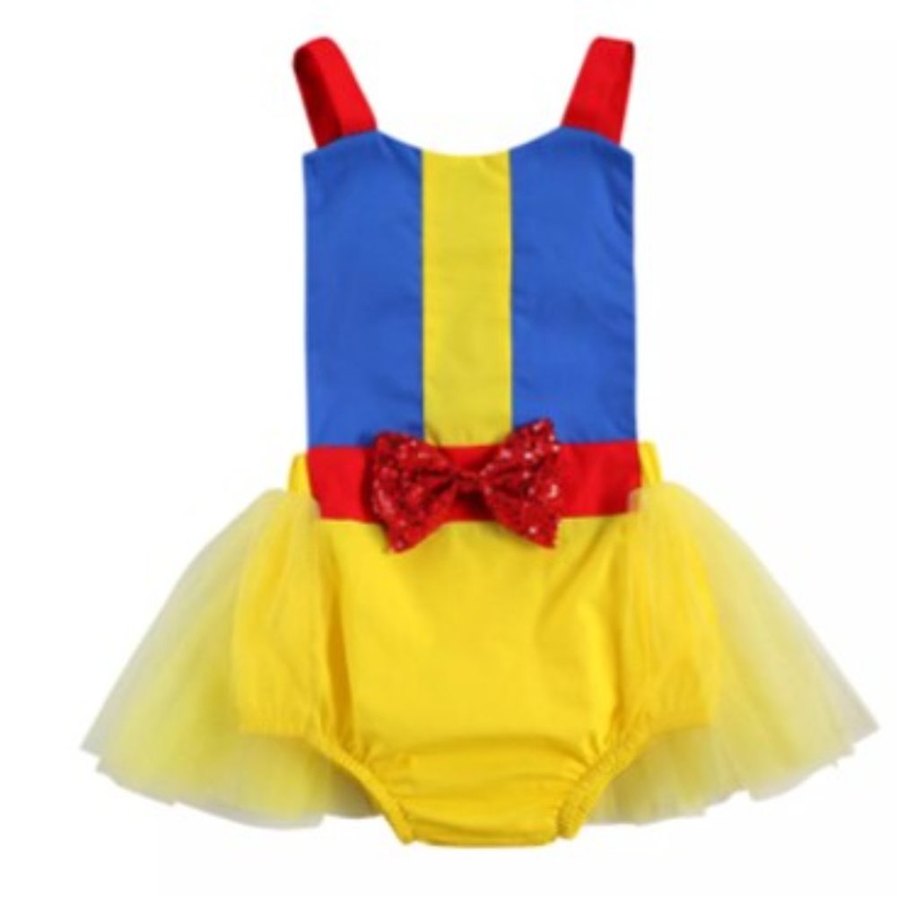Snow White Costume First Birthday Romper Dress Disney outfit Tutu Halloween